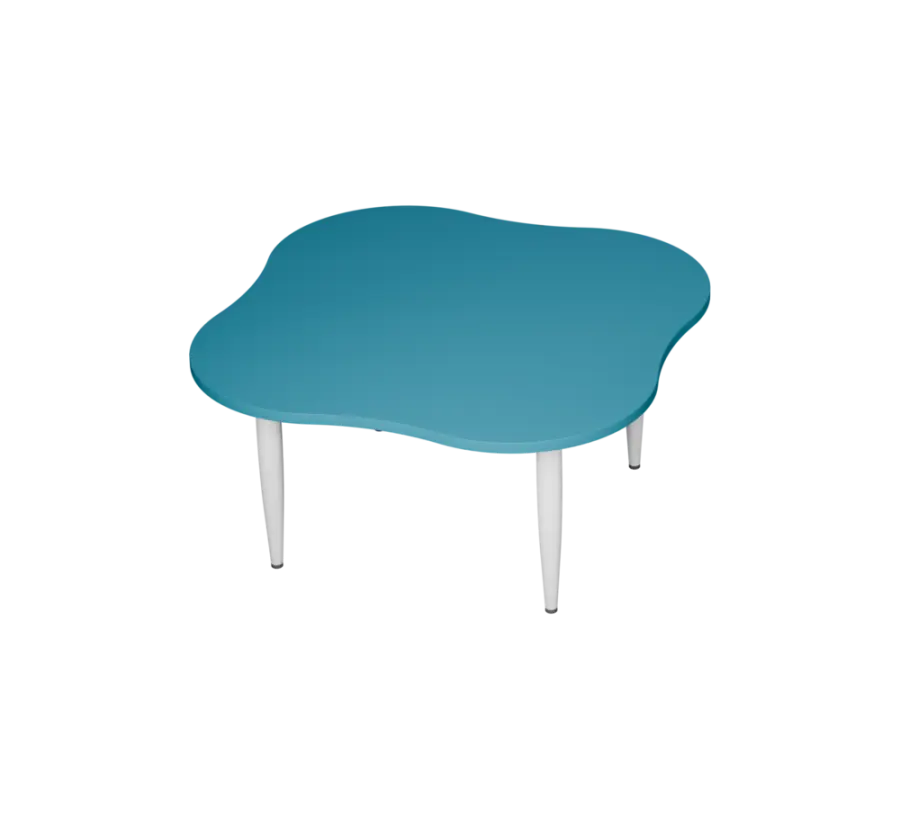 PLAYFORM 25 modulární hravé stoly, výška 520 mm, kovová podnož bílá, deska 25 mm, skandinávská modrá